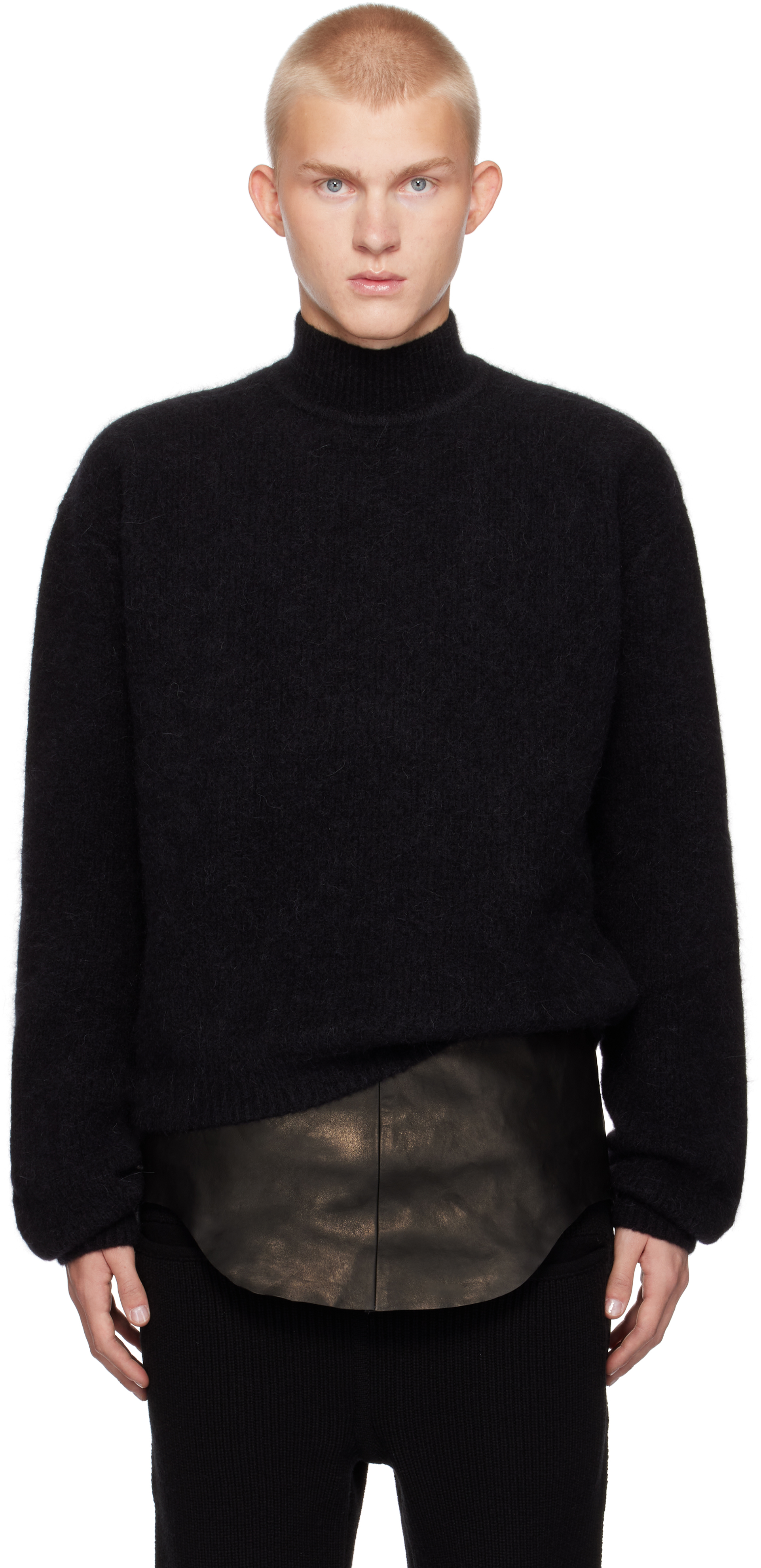 Rick Owens Black Porterville Alpaca Knit Turtleneck In 09 Black