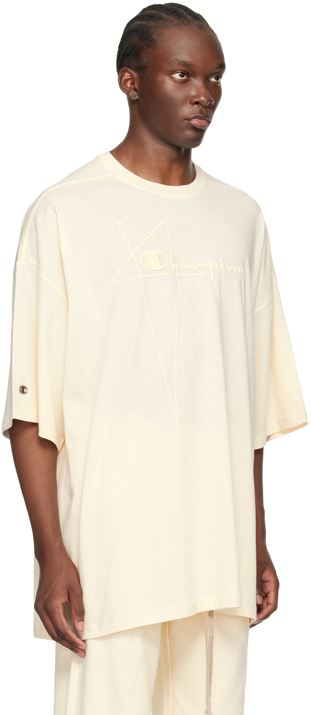 Rick Owens Off-white Champion Edition Tommy T-shirt In 21 Natural