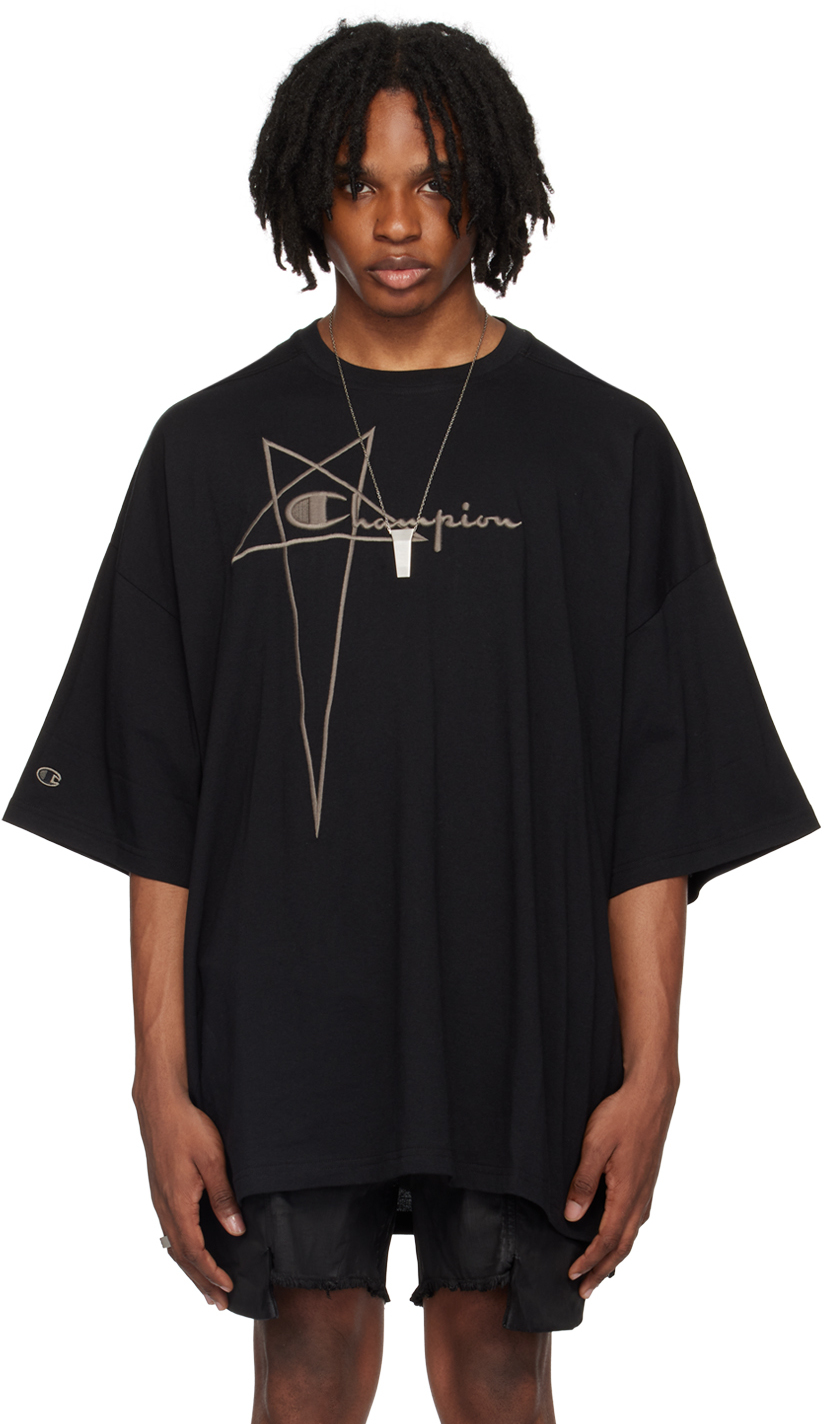 Shop Rick Owens Black Champion Edition Tommy T-shirt In 09 Black