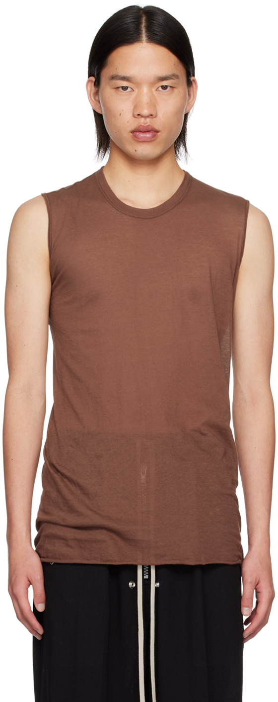 Rick Owens Brown Porterville Basic Tank Top In 93 Throat