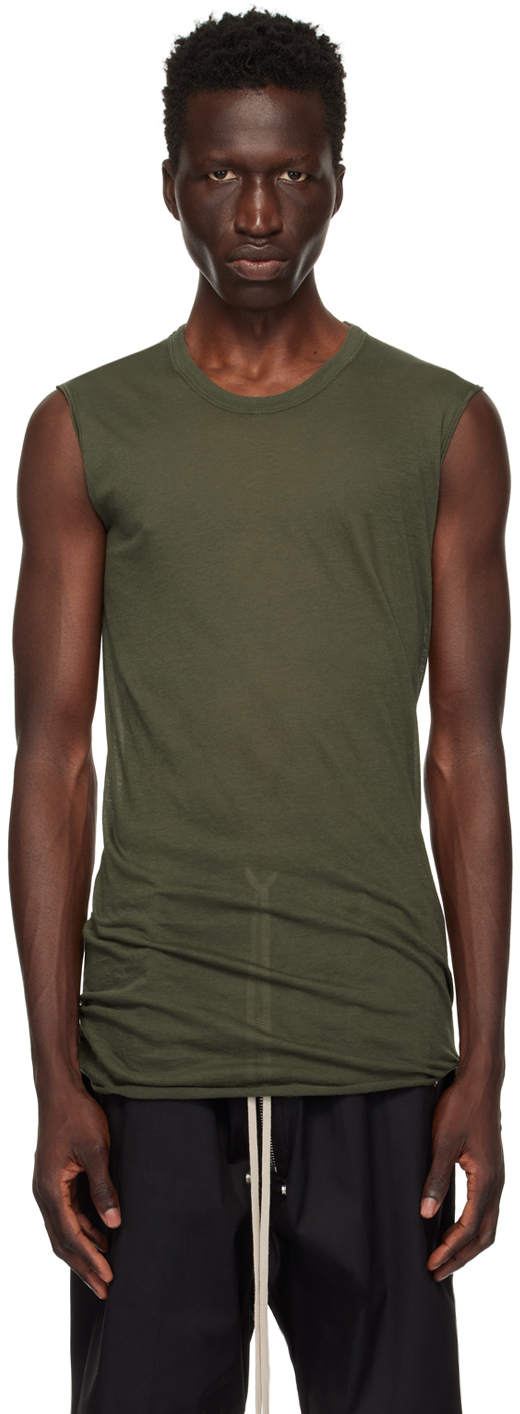 Rick Owens Green Porterville Basic Tank Top In 75 Forest