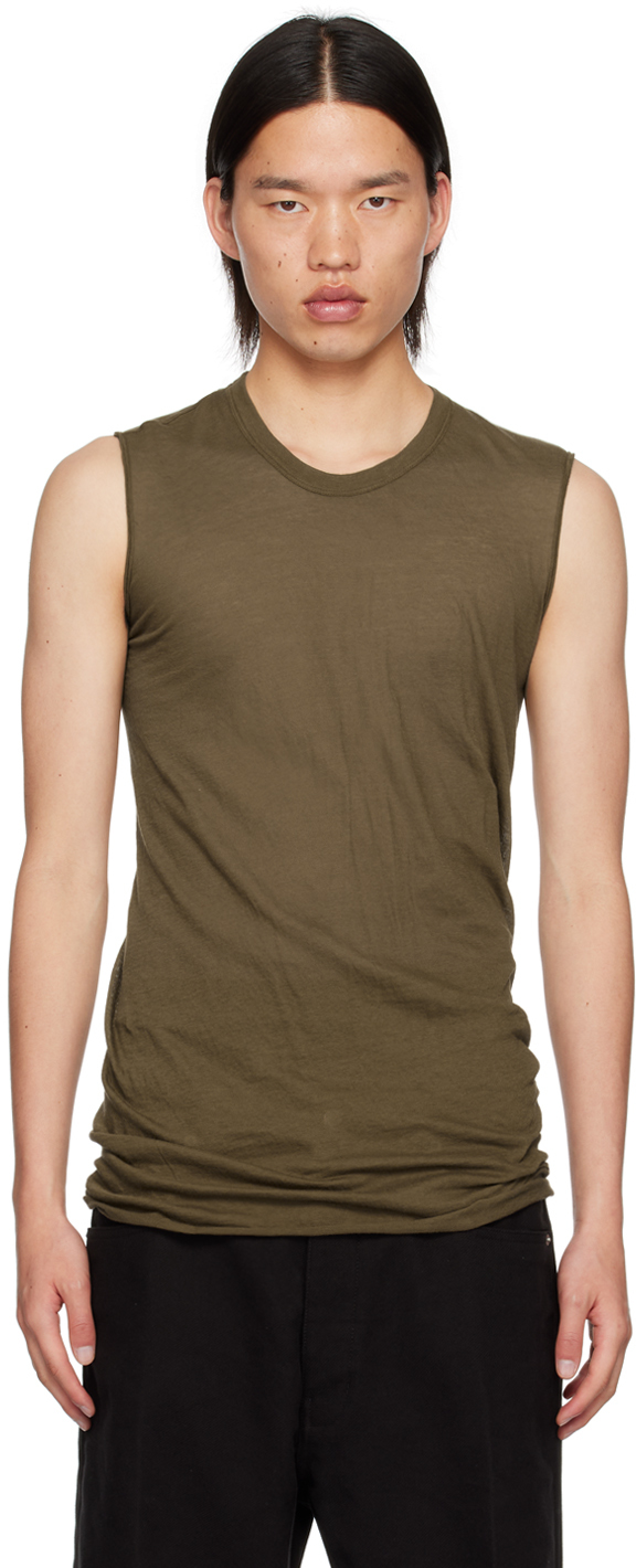 Rick Owens Khaki Porterville Basic Tank Top In 35 Bean