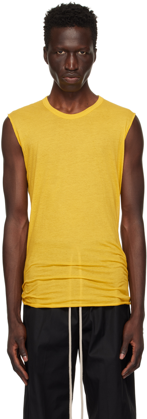 Rick Owens Yellow Porterville Basic Tank Top In 12 Lemon