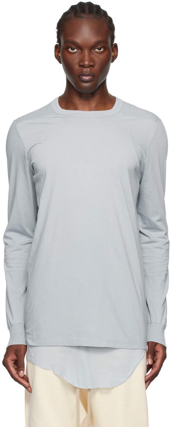 【関税込み】Rick Owens ブルー Porterville Level 長袖Tシャツ Rick Owens: ブルー Porterville Level 長袖Tシャツ | SSENSE 日本