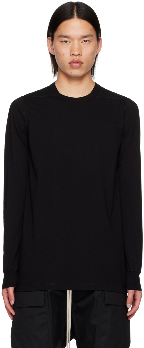 【Rick Owens】ブラック Porterville リブ 長袖Tシャツ Black Porterville Level Long Sleeve T-Shirt by Rick Owens on