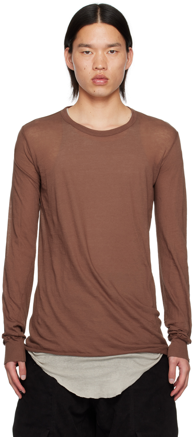 Rick Owens Brown Porterville Basic Long Sleeve T-shirt In 93 Throat