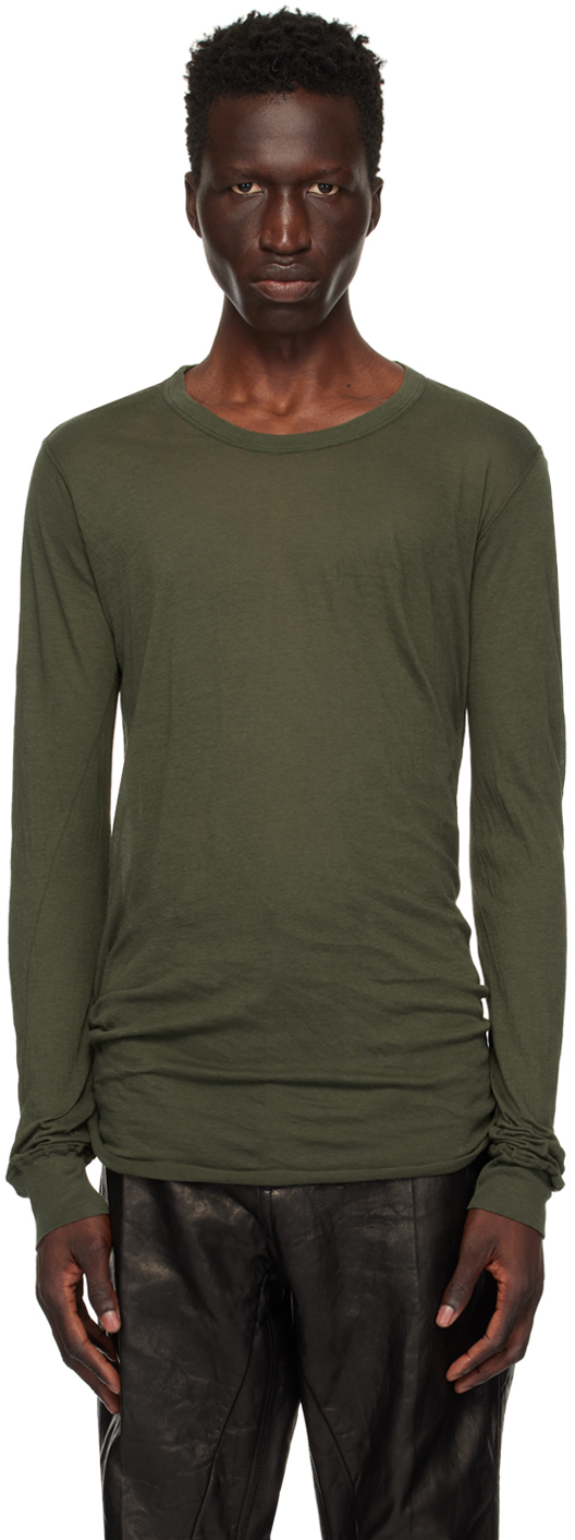 Rick Owens Green Porterville Basic Long Sleeve T-shirt In 75 Forest