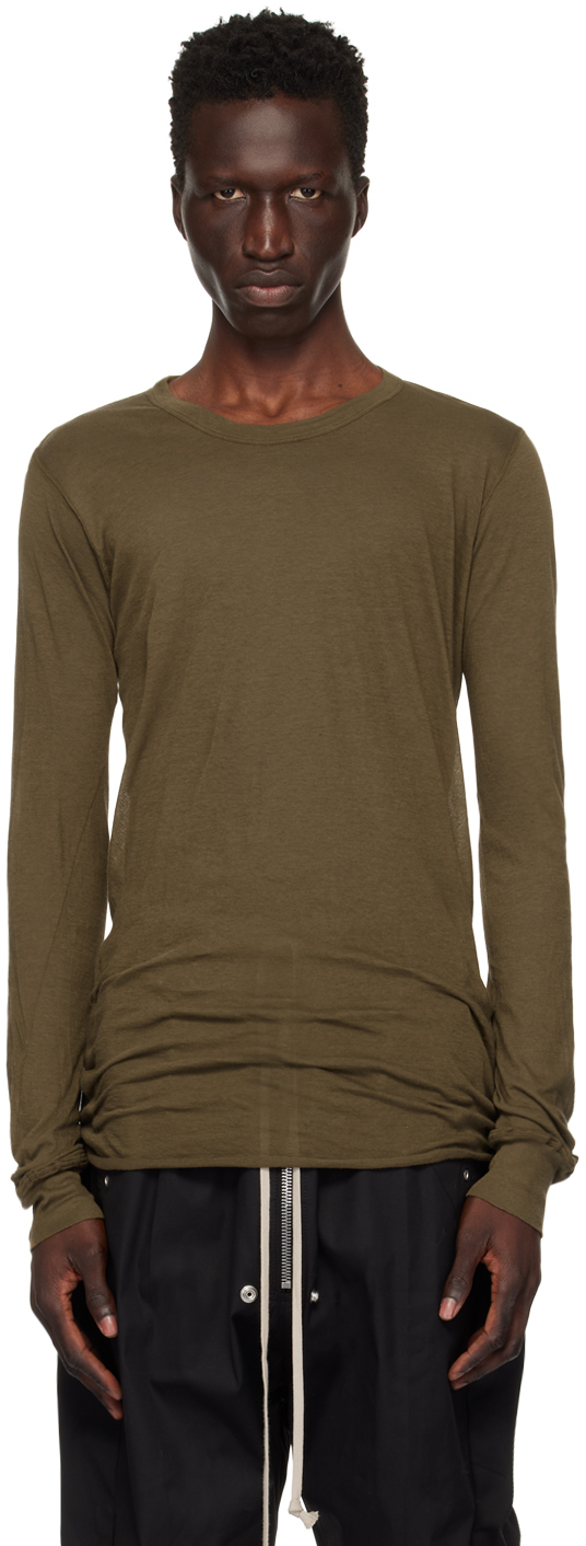 Rick Owens Khaki Porterville Basic Long Sleeve T-shirt In 35 Bean