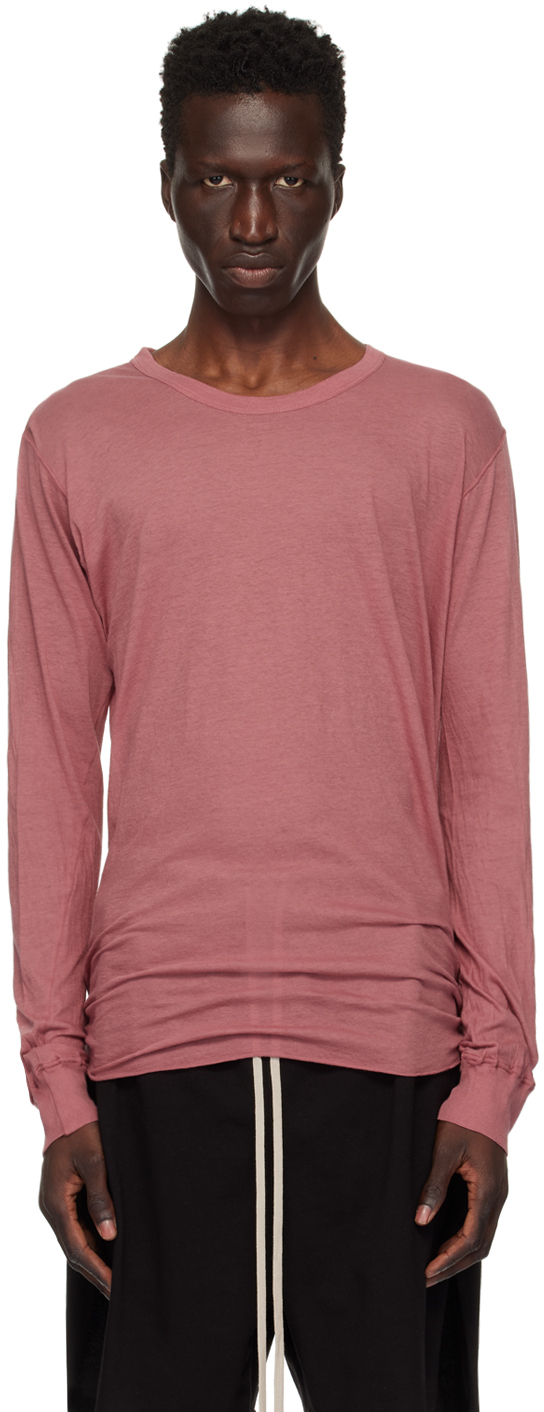 Rick Owens Pink Porterville Basic Long Sleeve T-shirt In 23 Thulian