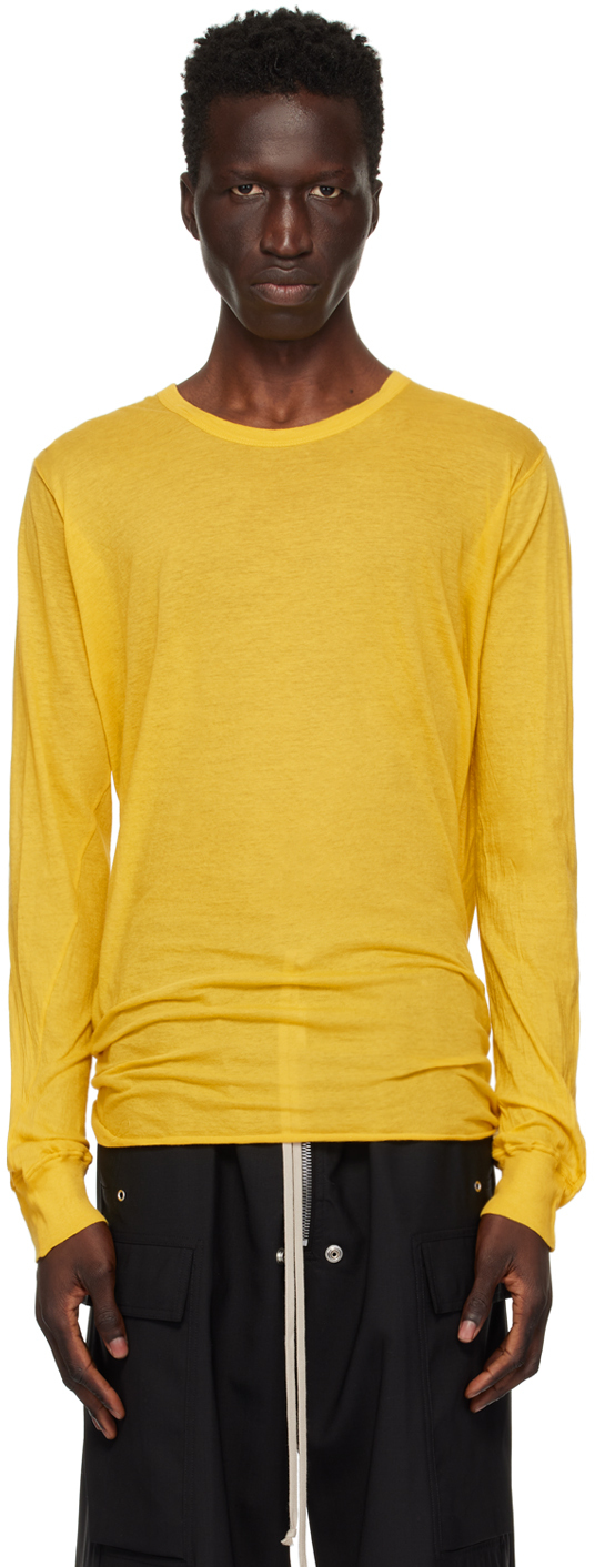 Rick Owens Yellow Porterville Basic Long Sleeve T-shirt In 12 Lemon