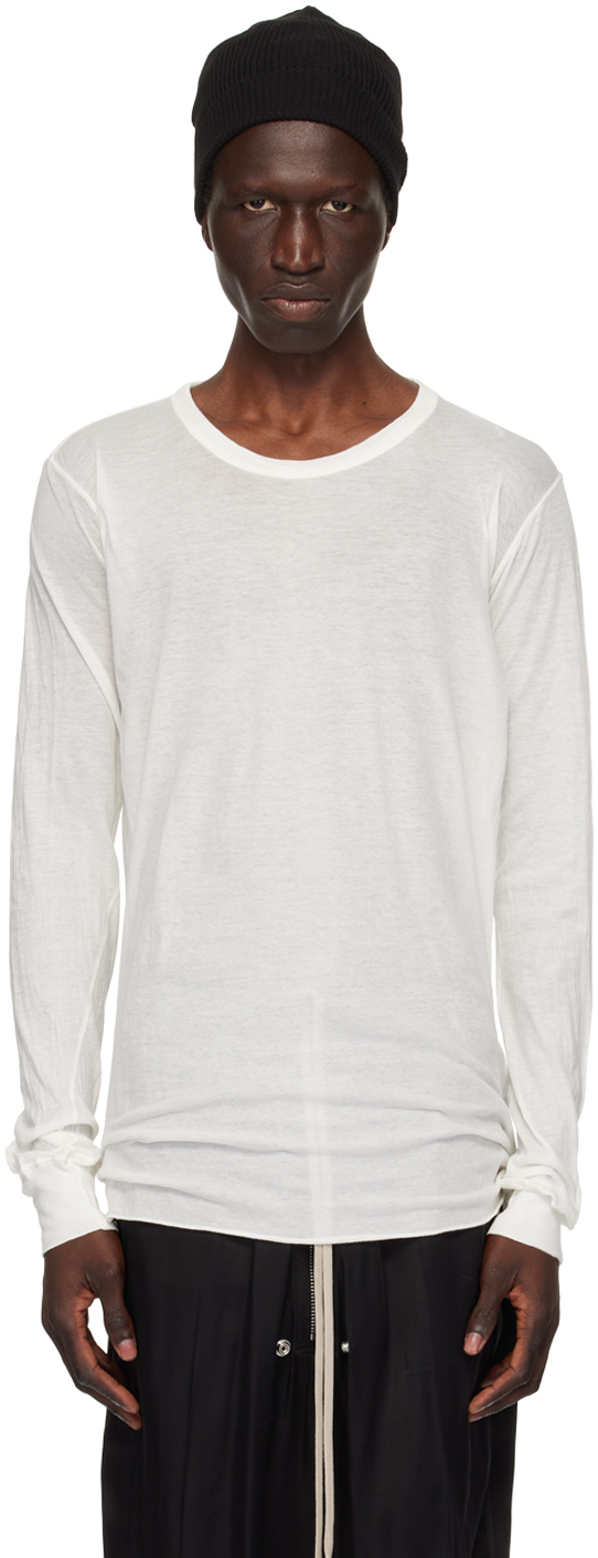 Rick Owens Off-white Porterville Basic Long Sleeve T-shirt In 11 Milk