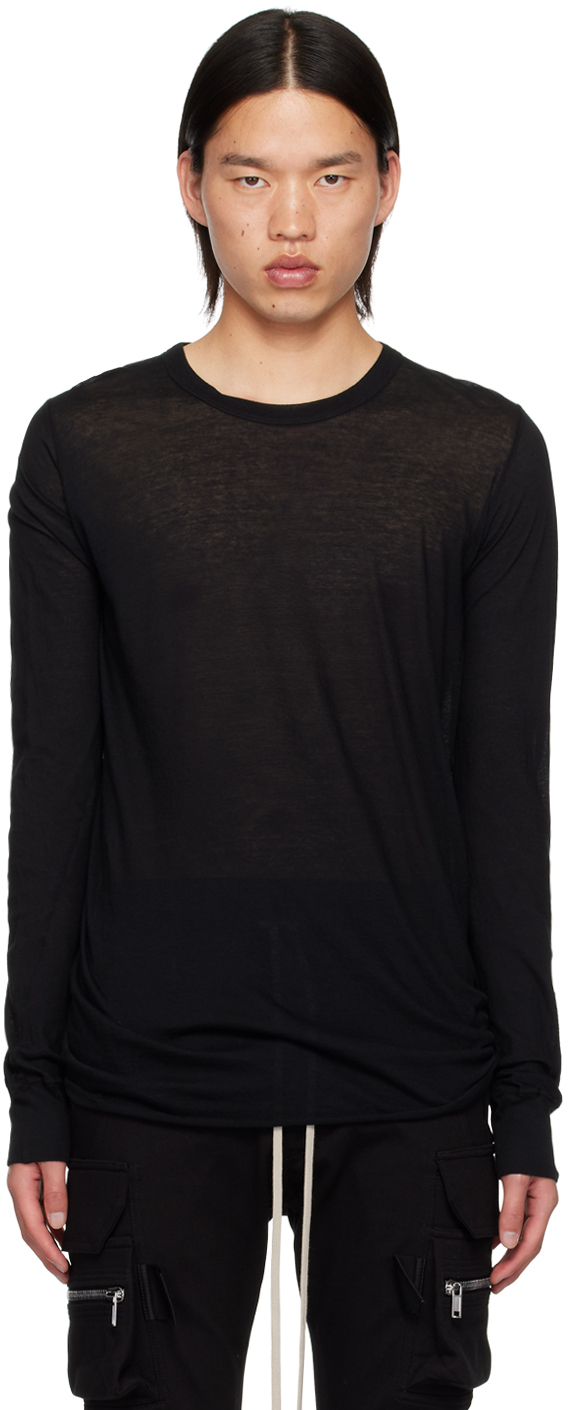 Rick Owens Black Porterville Basic Long Sleeve T-shirt In 09 Black