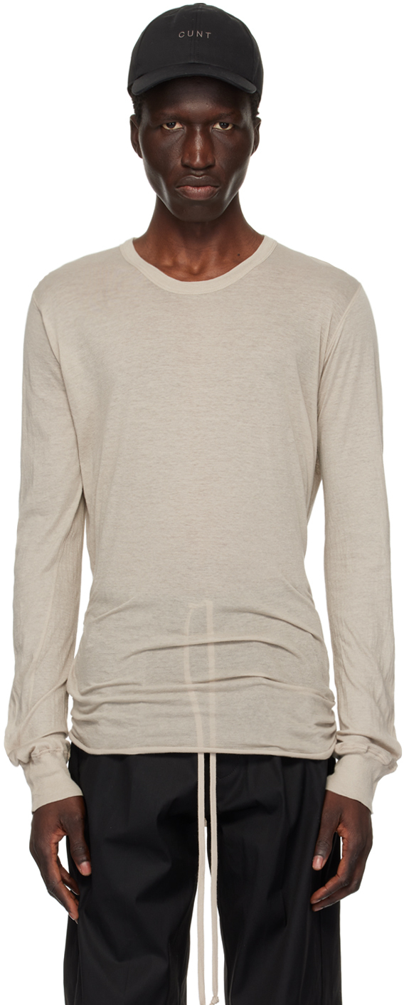 Rick Owens Off-white Porterville Basic Long Sleeve T-shirt In 08 Pearl