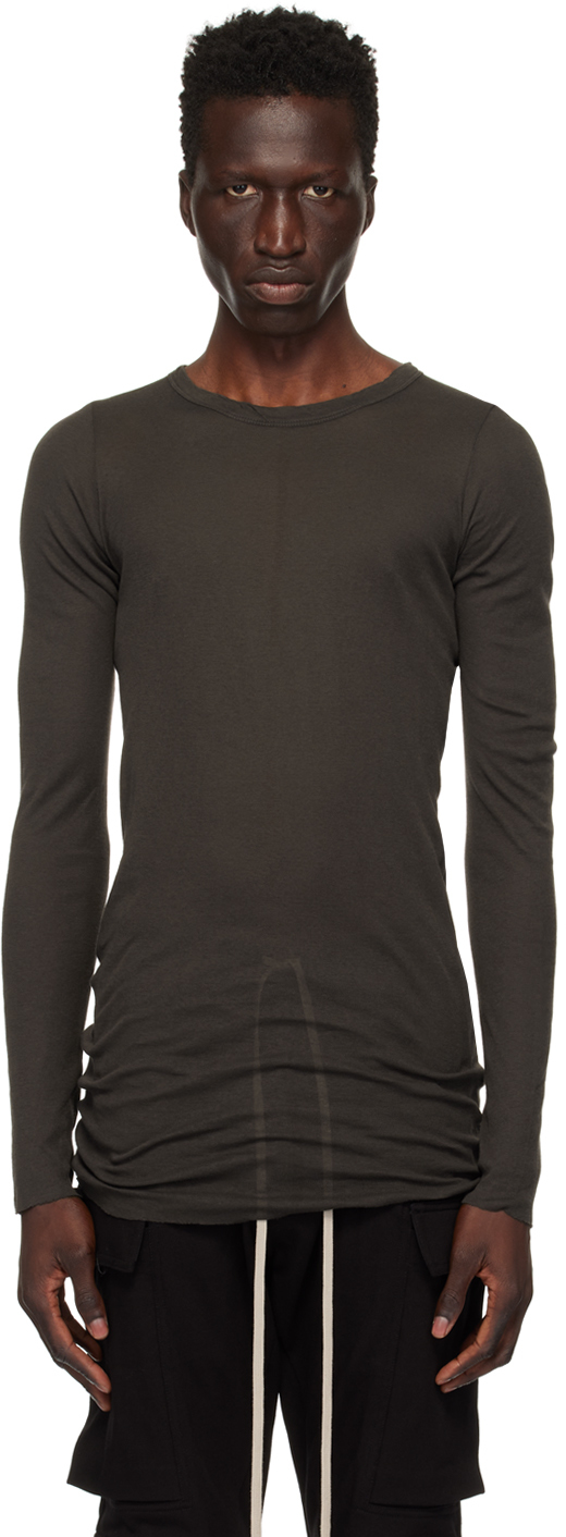 Rick Owens Gray Porterville Rib Long Sleeve T-shirt In 78 Drkdust