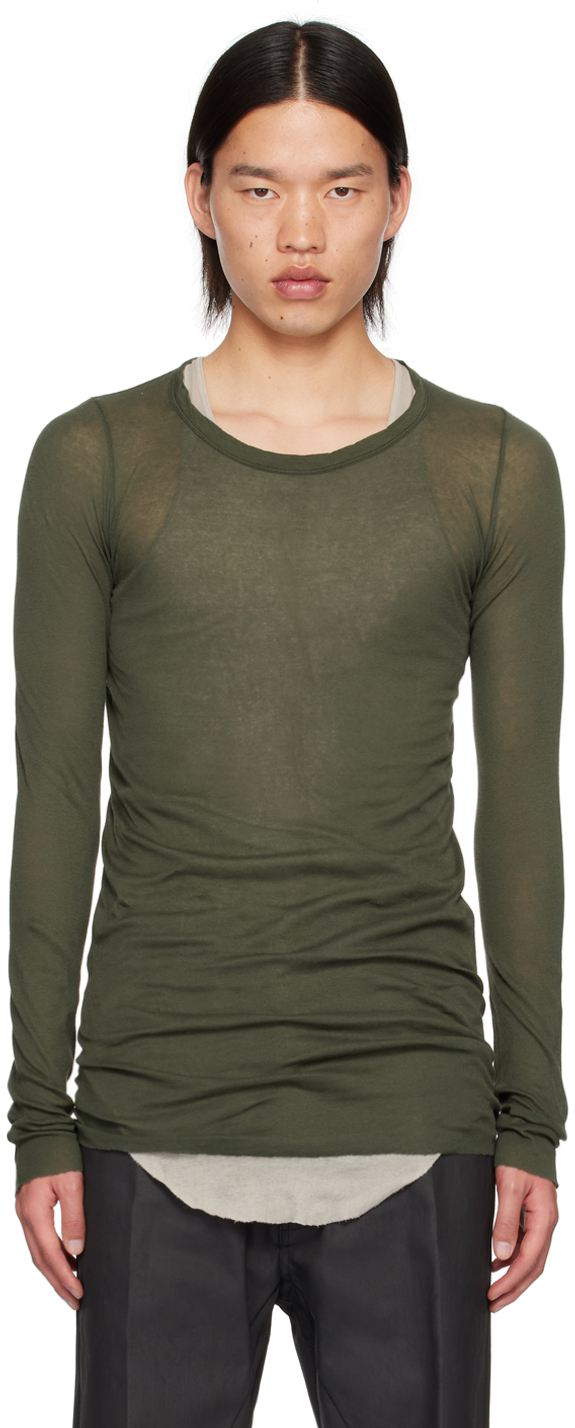 Shop Rick Owens Green Porterville Rib Long Sleeve T-shirt In 75 Forest