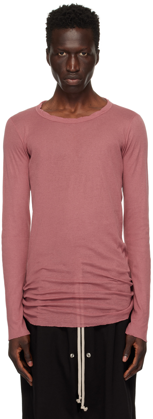 Rick Owens Pink Porterville Rib Long Sleeve T-shirt In 23 Thulian