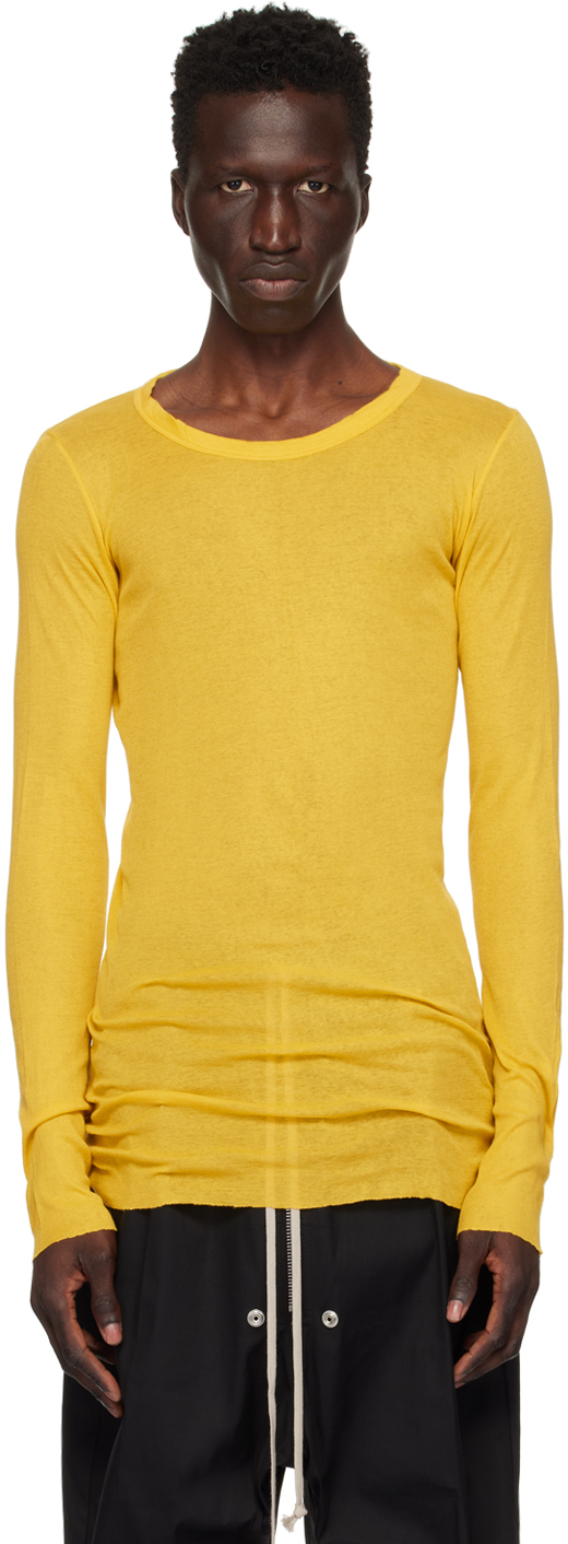 Rick Owens Yellow Porterville Rib Long Sleeve T-shirt In 12 Lemon