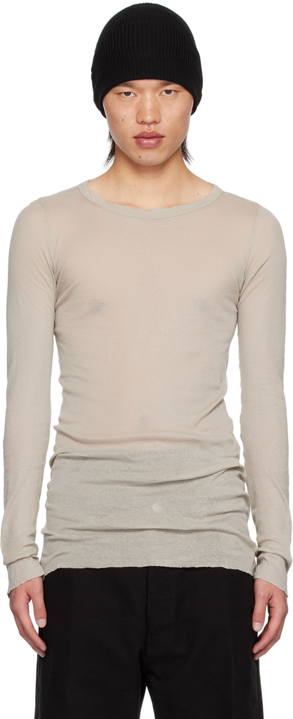 Rick Owens Off-white Porterville Rib Long Sleeve T-shirt In 08 Pearl