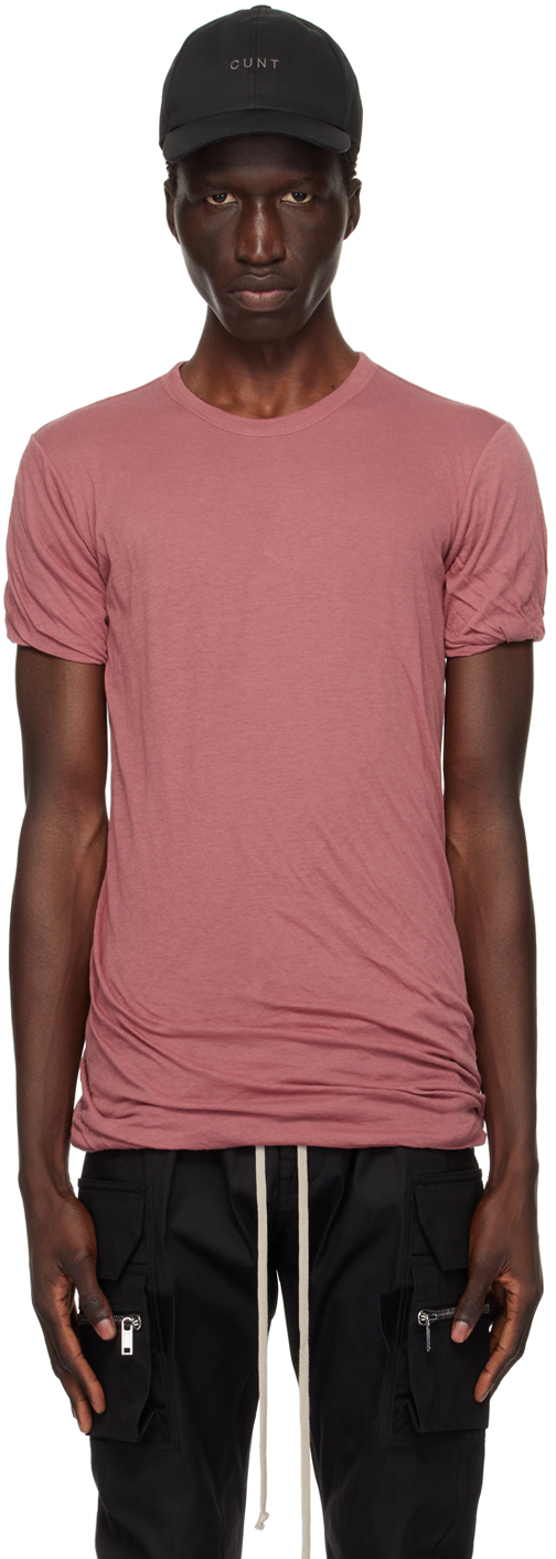 Rick Owens Pink Porterville Double T-shirt In 23 Thulian