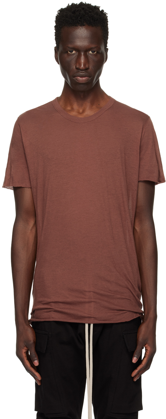 Rick Owens Brown Porterville Basic T-shirt In 93 Throat