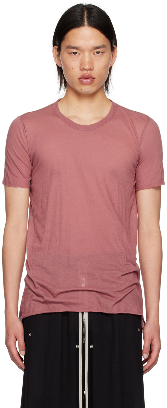 Rick Owens Pink Porterville Basic T-shirt In 23 Thulian