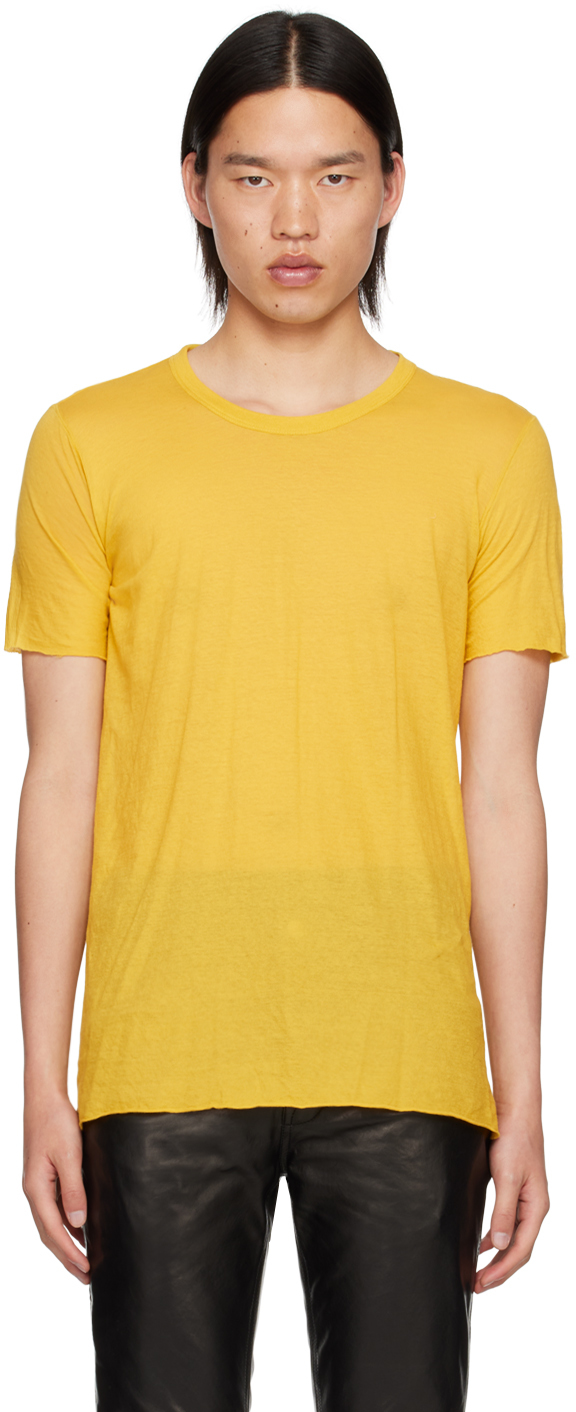 Rick Owens Yellow Porterville Basic T-shirt In 12 Lemon