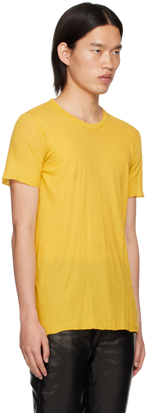 Rick Owens Yellow Porterville Basic T-shirt In 12 Lemon