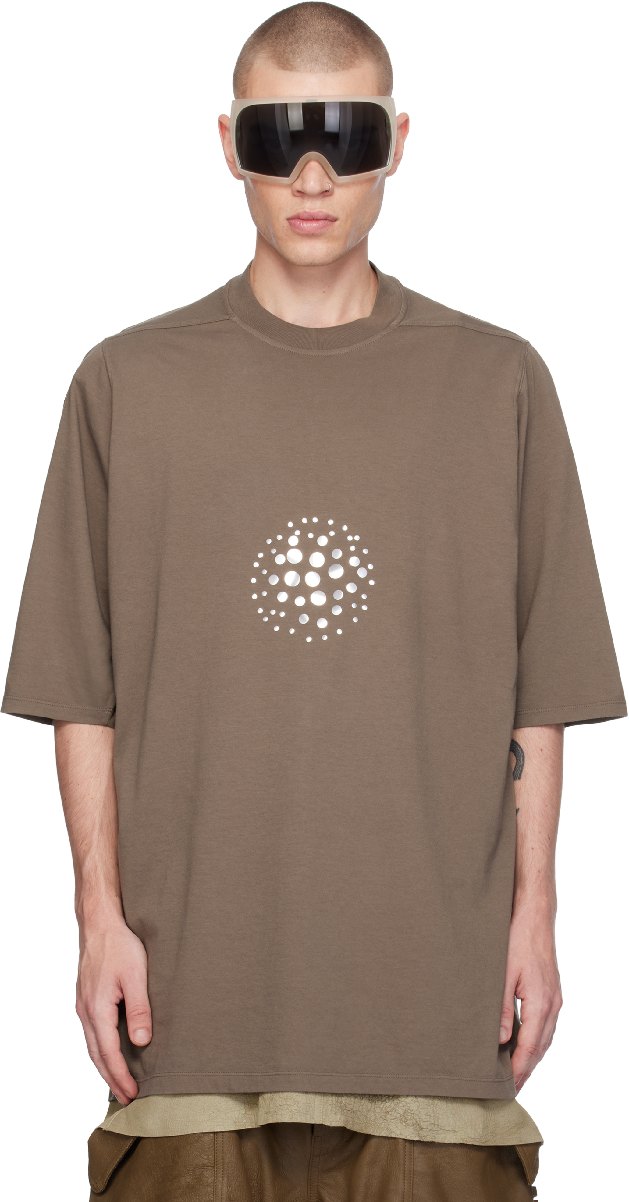 【関税込み】Rick Owens ブラウン Porterville Jumbo Tシャツ Rick Owens Off-White Porterville Classic Jumbo T-Shirt Rick