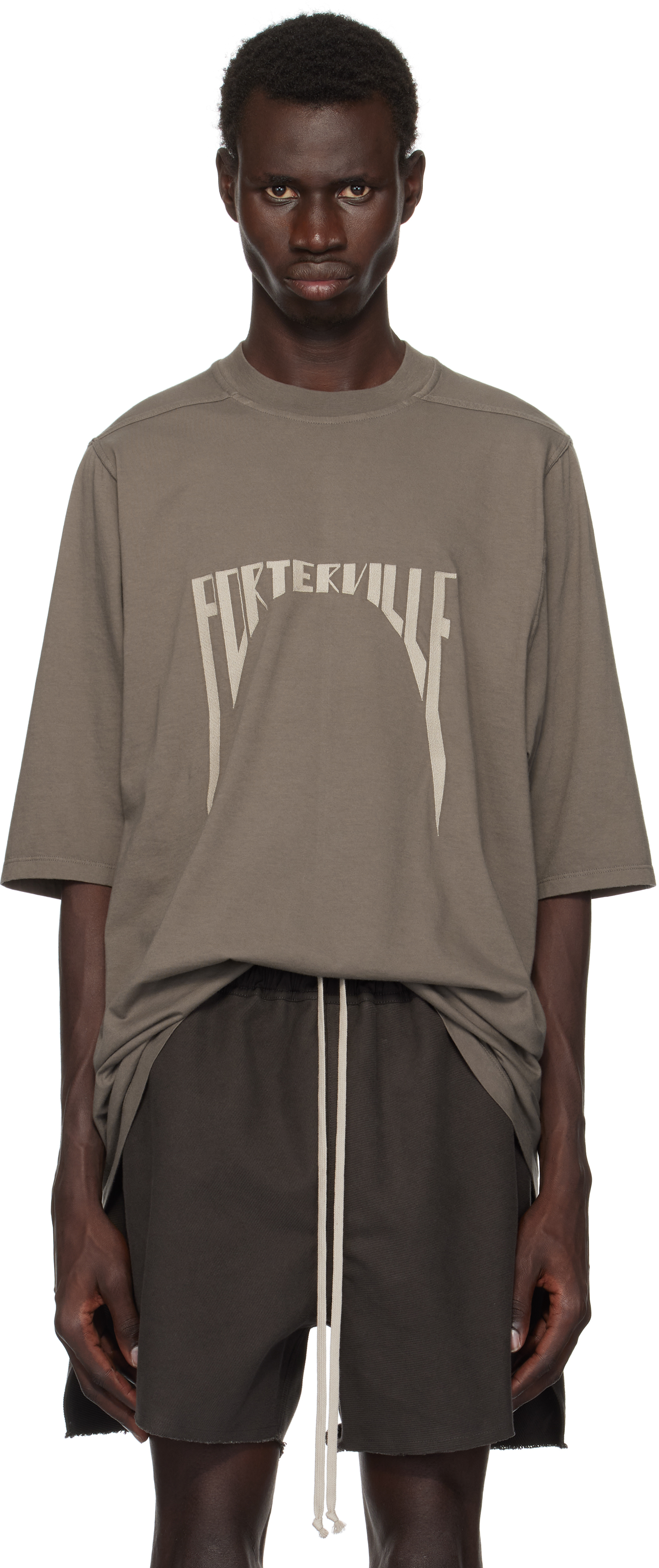 Shop Rick Owens Gray Porterville Jumbo Ss T-shirt In 3408 Dust/pearl