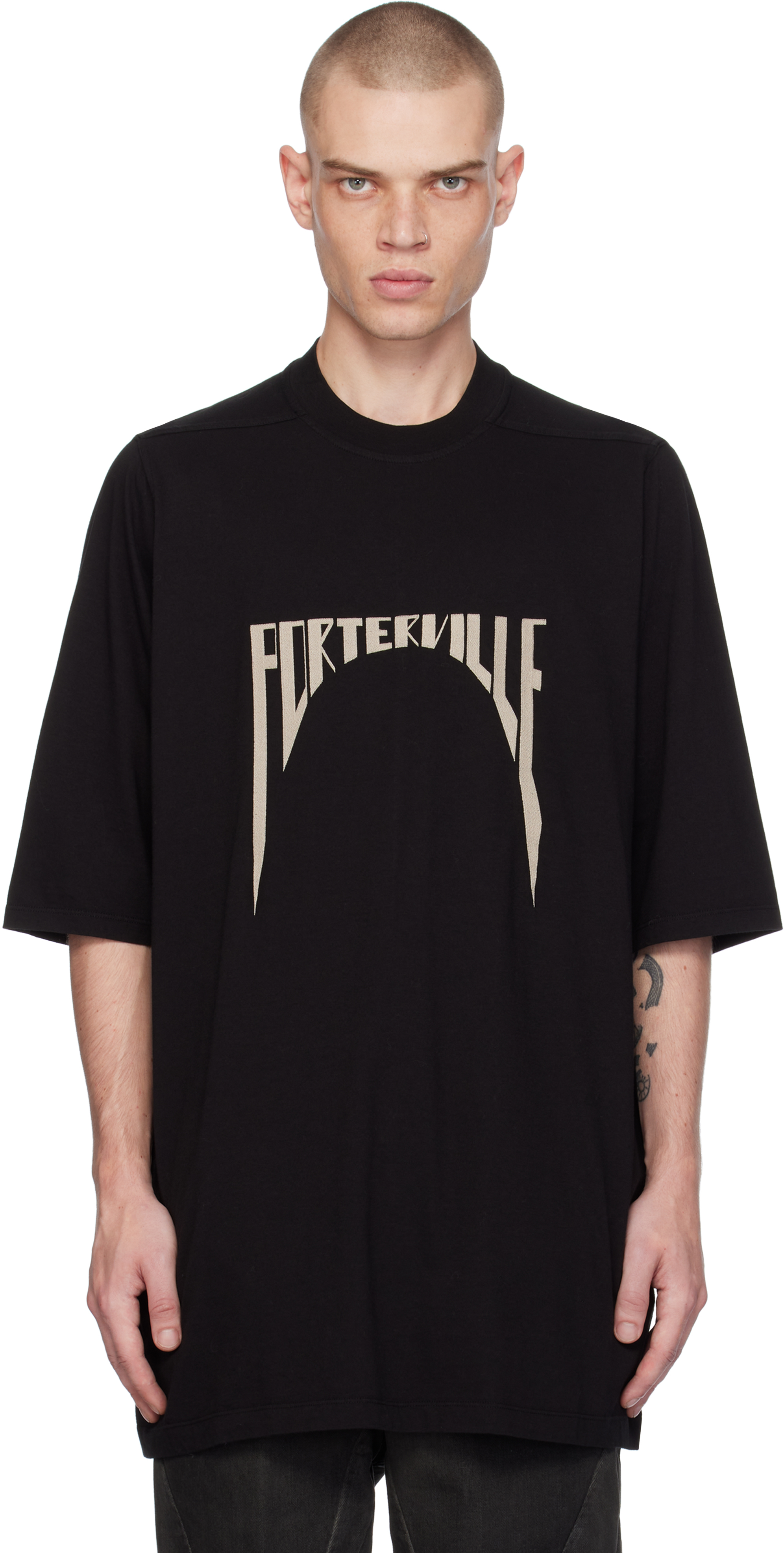 Shop Rick Owens Black Porterville Jumbo Ss T-shirt In 0908 Black/pearl