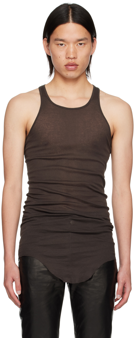 Rick Owens Gray Porterville Basic Rib Tank Top In 78 Drkdust