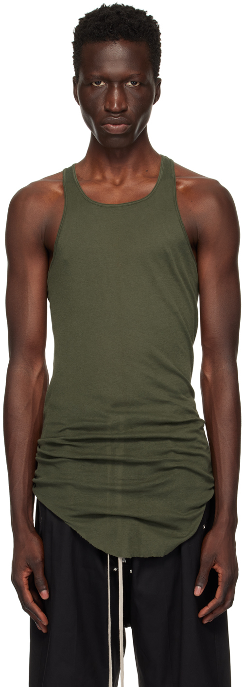 Rick Owens Green Porterville Rib Tank Top In 75 Forest