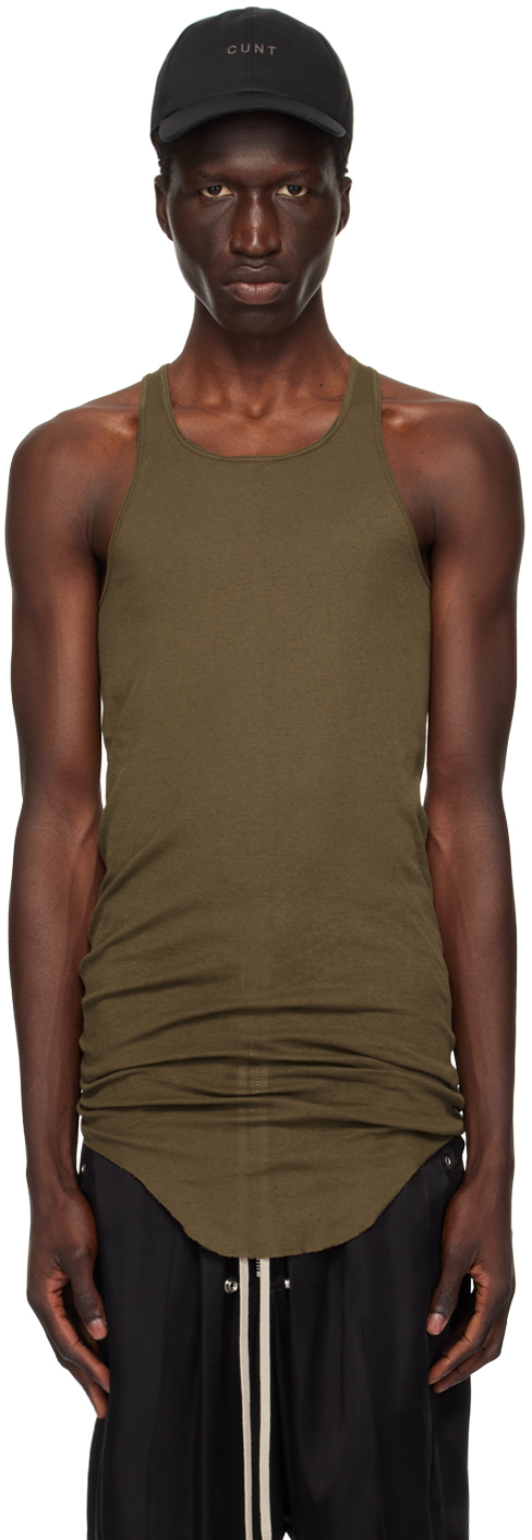 Rick Owens Khaki Porterville Rib Tank Top In 35 Bean