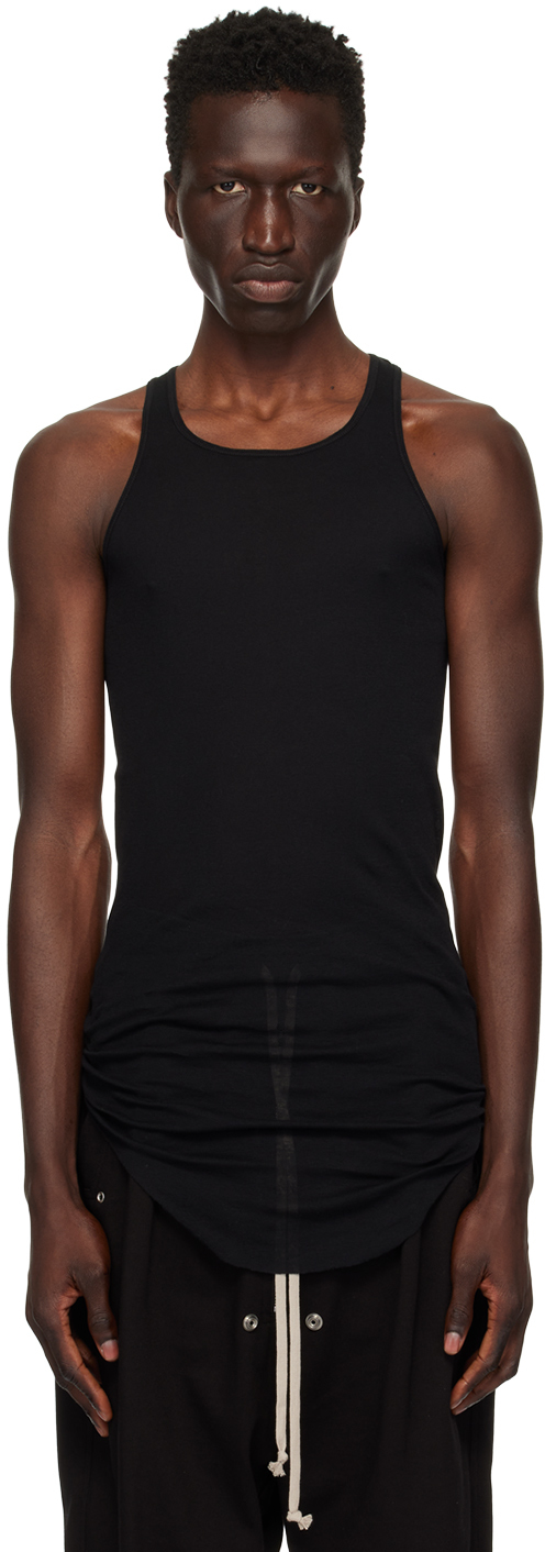 Rick Owens Black Porterville Basic Rib Tank Top In 09 Black