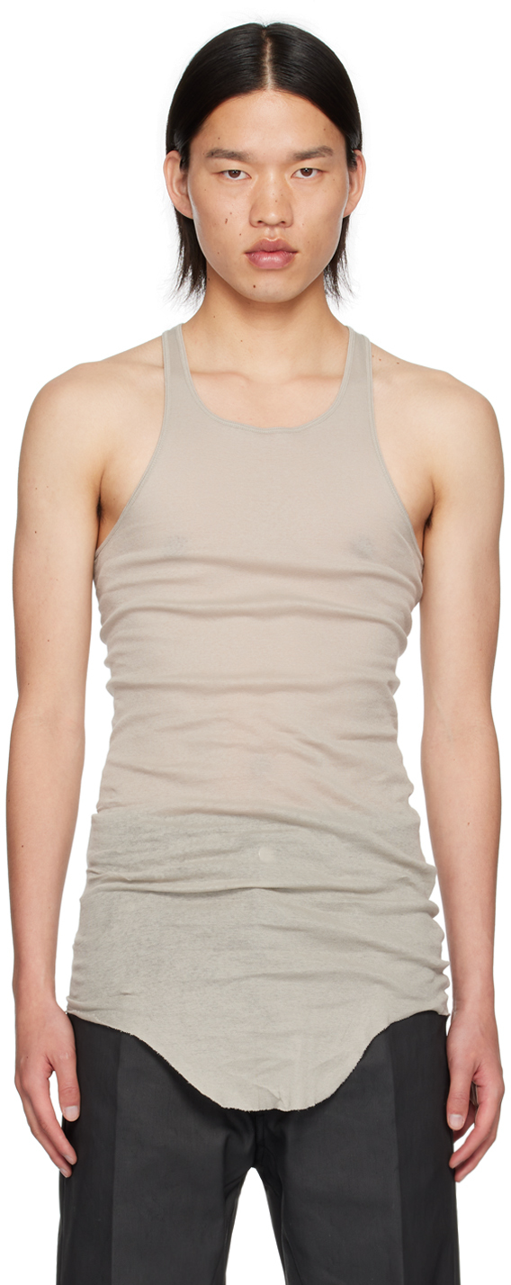 Rick Owens Off-white Porterville Basic Rib Tank Top In 08 Pearl