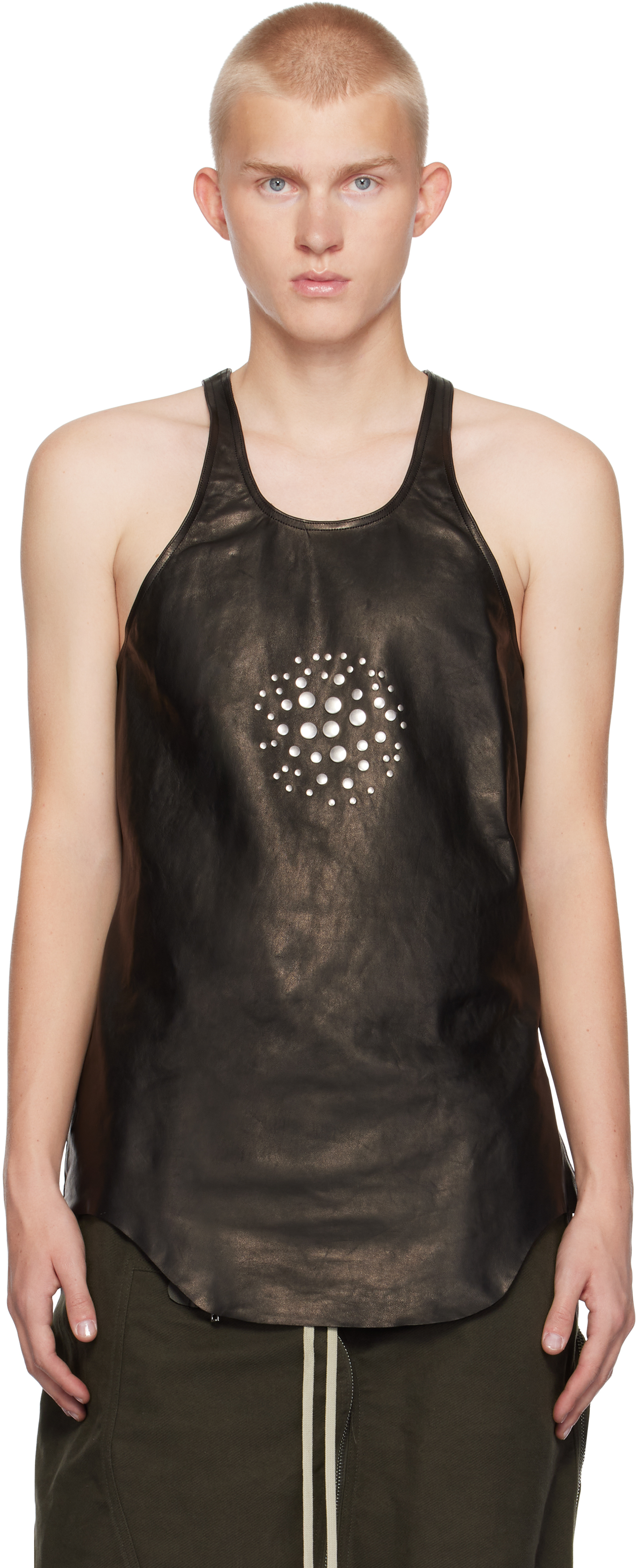 Black Porterville Orb Leather Tank Top