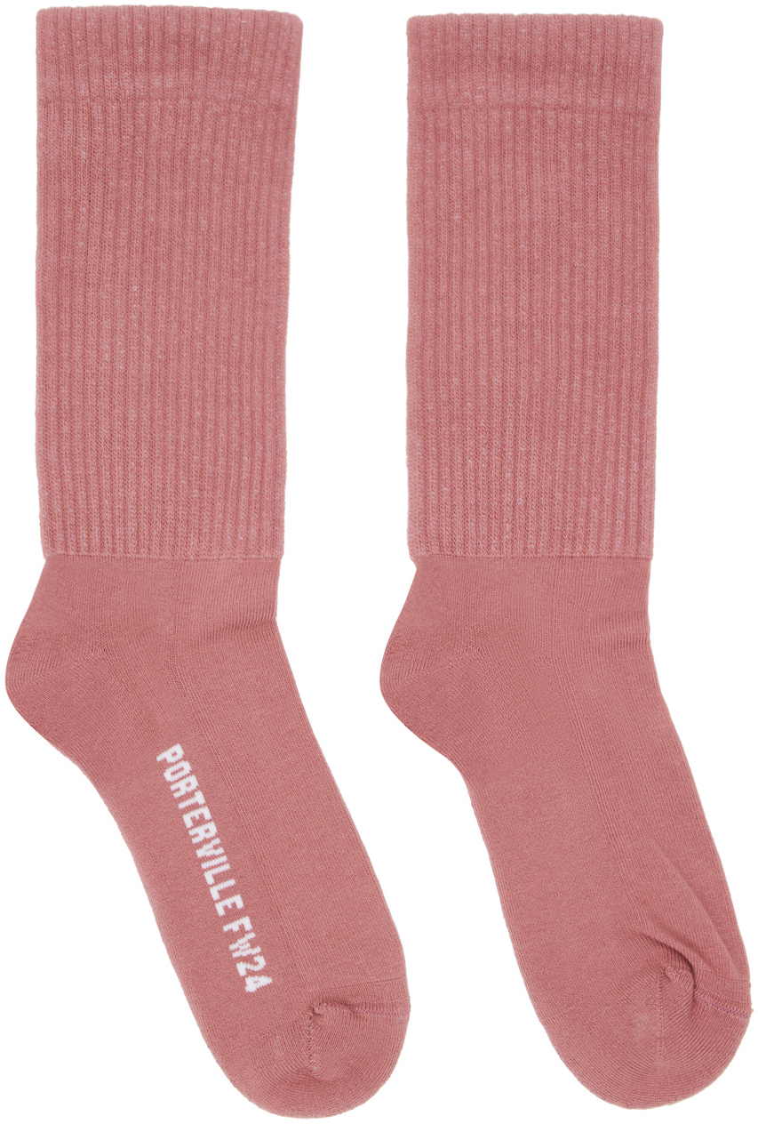 RICK OWENS PINK PORTERVILLE MID CALF SOCKS 