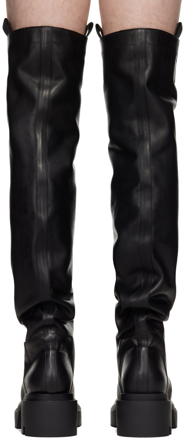 Rick Owens Black Porterville Wader Bogun Tall Boots In 09 Black