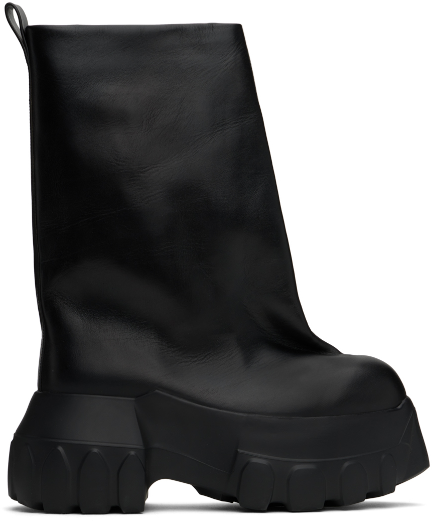 Shop Rick Owens Black Porterville Flared Mega Tractor Boots In 99 Black/black