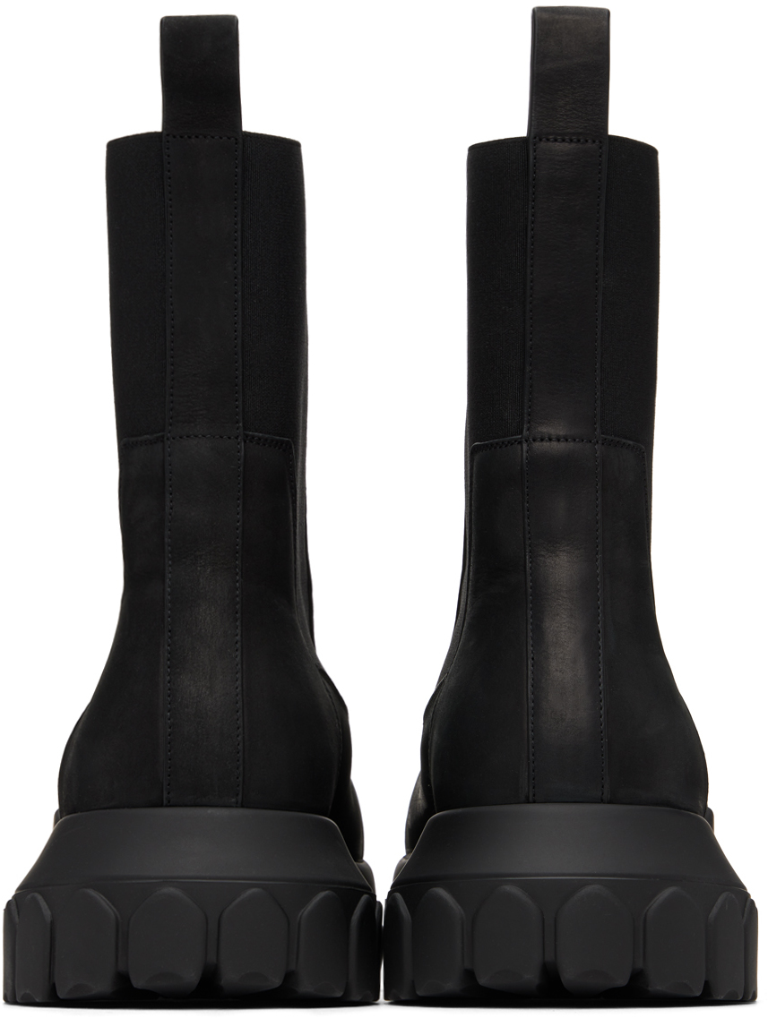 Rick Owens Round Head Chelsea Boots In 99 Black/black