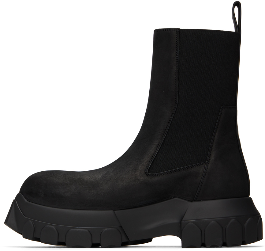 Rick Owens Round Head Chelsea Boots In 99 Black/black