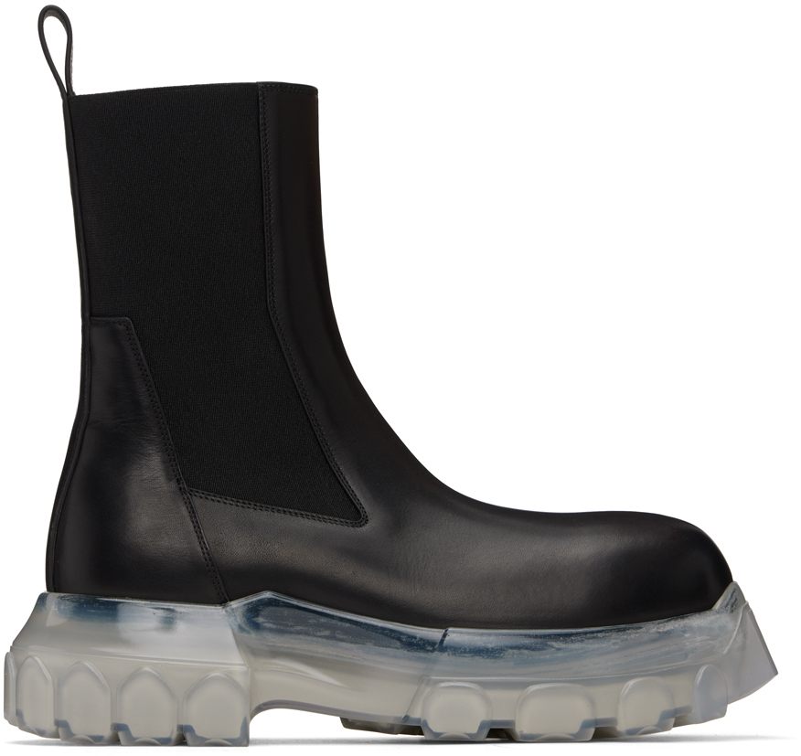 Rick Owens: Black Porterville Beatle Bozo Tractor Boots | SSENSE