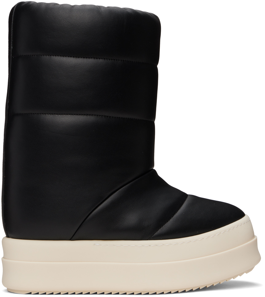 Shop Rick Owens Black Porterville Mega Bumper Lunar Boots In 91 Black/milkmilk/mi