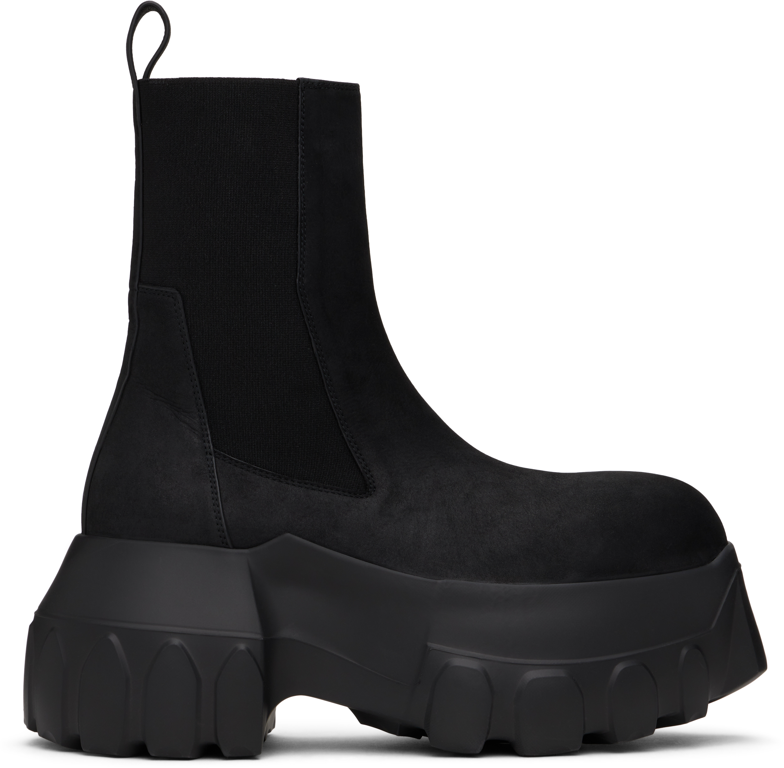 RICK OWENS BLACK PORTERVILLE BEATLE MEGA TRACTOR CHELSEA BOOTS 