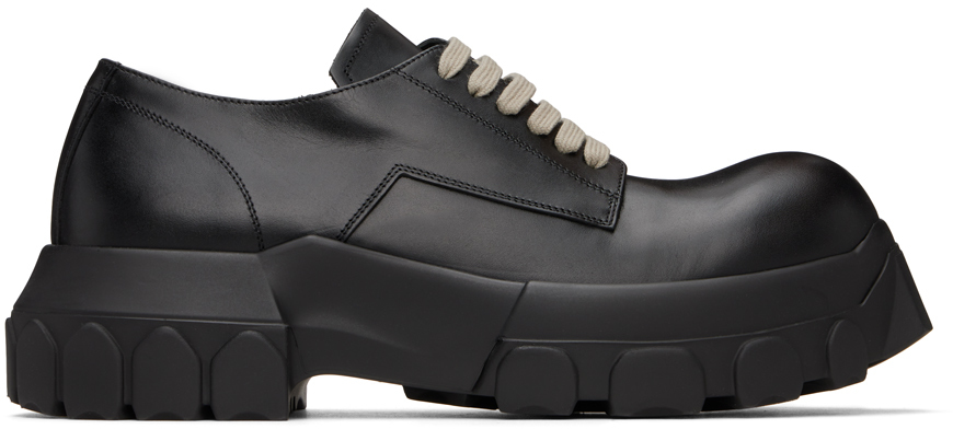 Shop Rick Owens Black Porterville Laceup Bozo Tractor Derbys In 99 Black/black