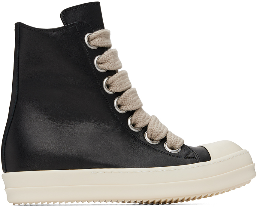 Shop Rick Owens Black Porterville Jumbo Laced Sneakers In 9811 Black/pearl/mil