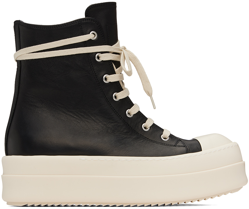 Shop Rick Owens Black Porterville Mega Bumper Sneakers In 911 Black/milk/milk