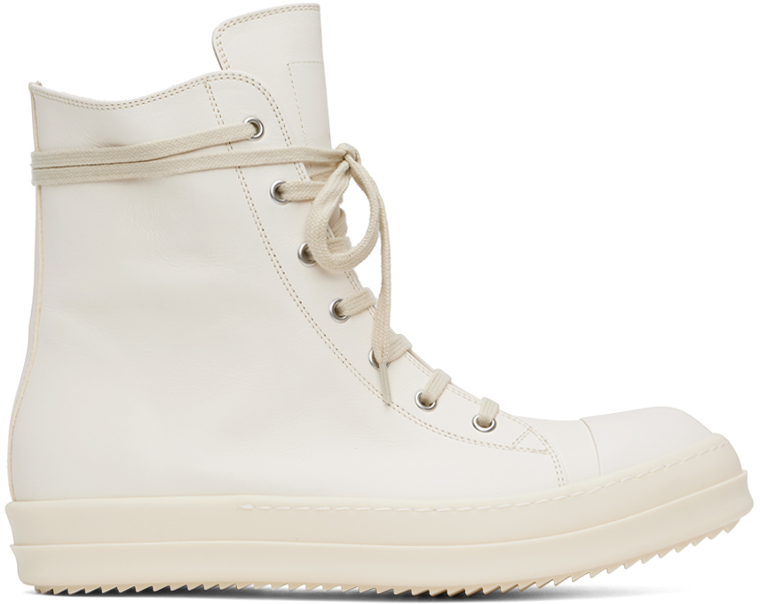 【RICK OWENS】ウォッシュドカーフ Porterville スニーカー Rick Owensのオフホワイト ウォッシュドカーフ Porterville