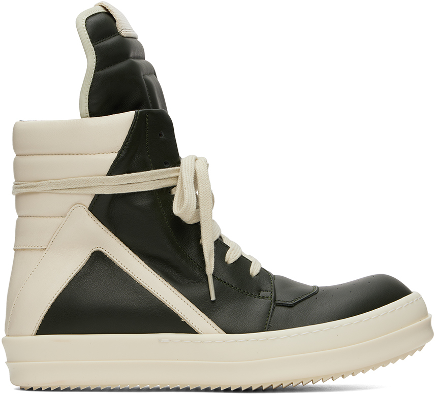 Rick Owens: グリーン＆オフホワイト Porterville Geobasket スニーカー | SSENSE 日本