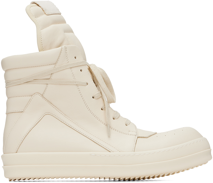 【RICK OWENS】オフホワイト Porterville Geobasket スニーカー Off-White Porterville Geobasket Sneakers by Rick Owens on Sale